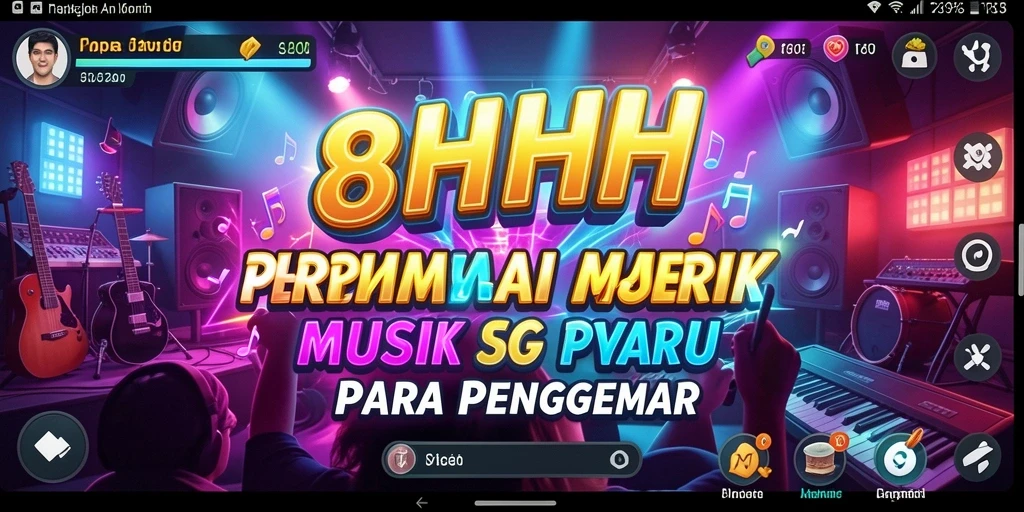 Screenshot gameplay 8HHH dengan tantangan musik yang seru.