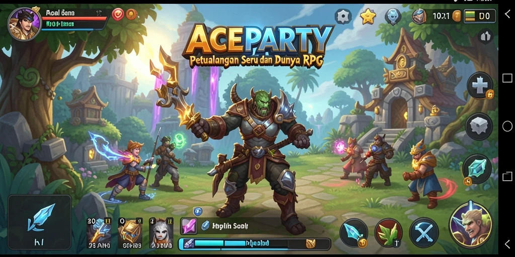 Tangkapan layar dari gameplay menakjubkan ACEPARTY yang menghidupkan dunia RPG.