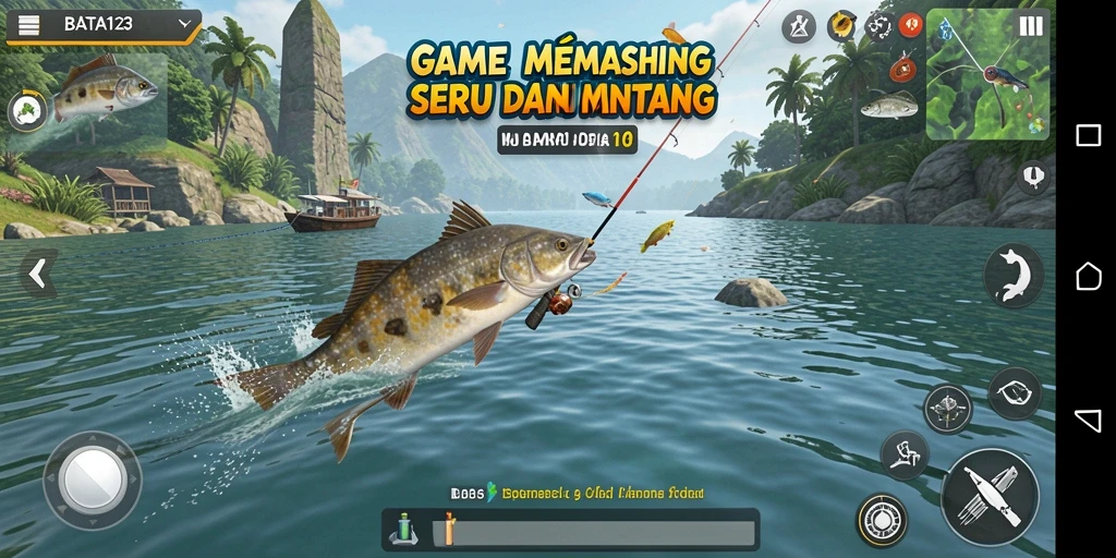 Tampilan gameplay menegangkan saat menangkap ikan di BATA123.