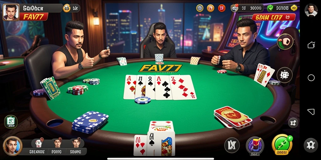 Tampilan screenshot FAV77 menampilkan gameplay poker yang seru.