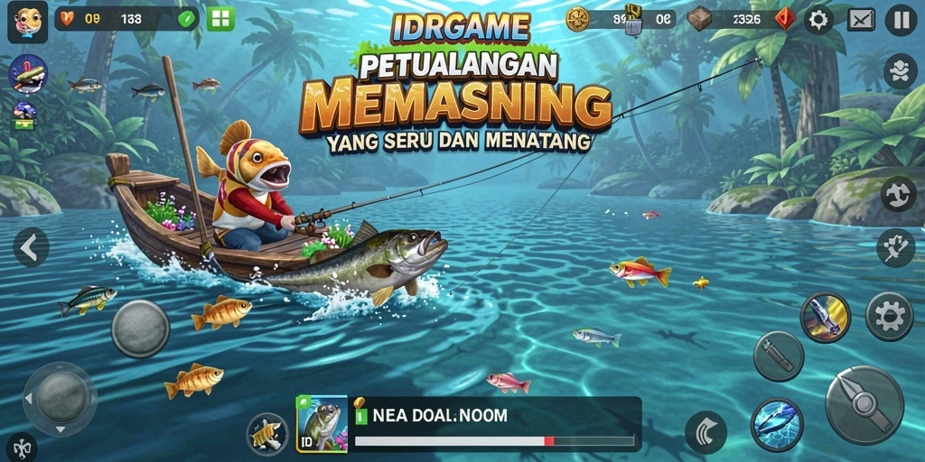 Tampilan gameplay memancing yang seru dan interaktif di IDRGAME.