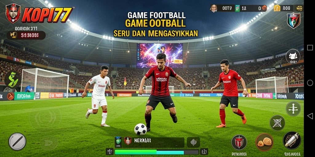 Tampilan gameplay seru KOPI77 dalam aksi pertandingan sepak bola.