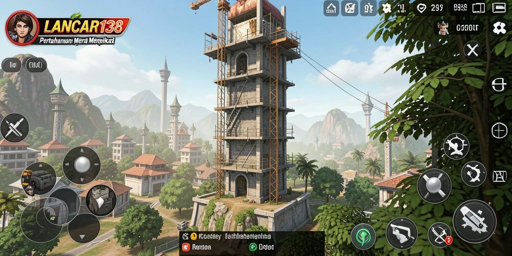 Gameplay <strong>LANCAR138</strong> yang seru menampilkan strategi pertahanan menara.