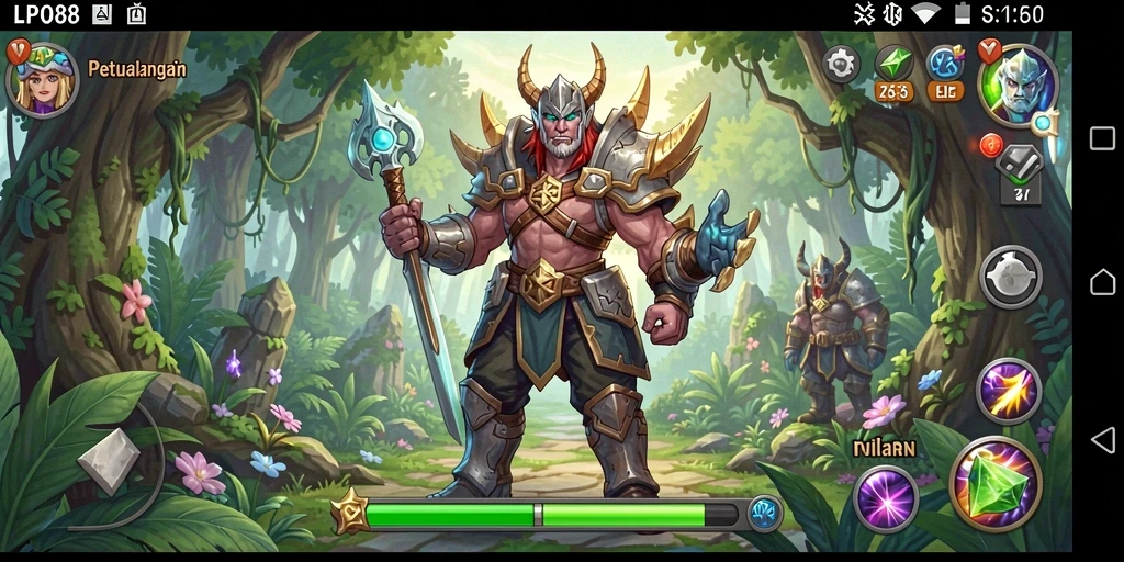 Tangkapan layar gameplay LPO88 yang menampilkan pertarungan epik dalam RPG.