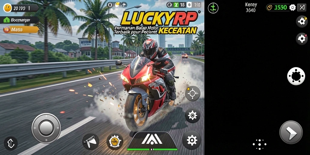 Tampilan menegangkan dari balapan motor di LUCKYRP.