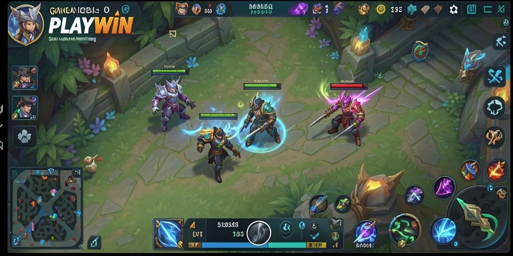 Screenshot gameplay <strong>PLAYWIN</strong> yang menunjukkan aksi pertempuran seru.