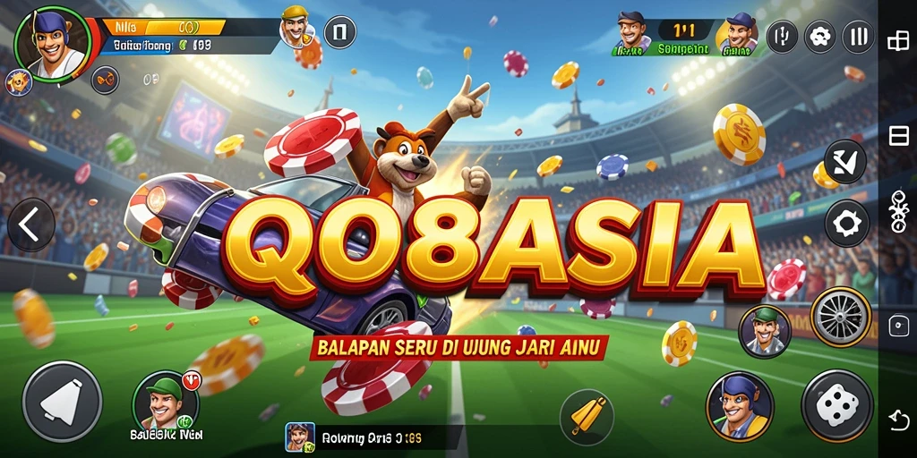 Tangkapan layar gameplay QQ88ASIA dalam balapan yang seru dan cepat.