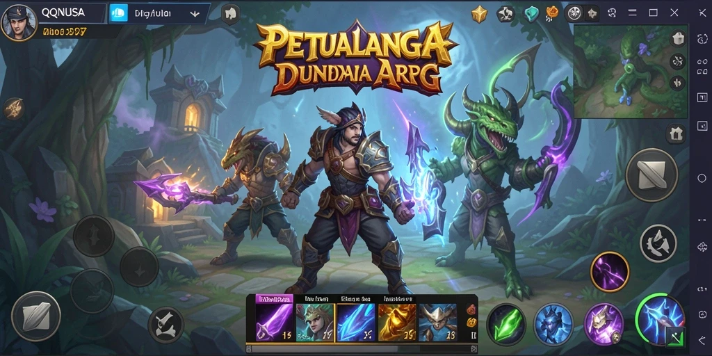 Tampilan gameplay mendebarkan dalam QQNUSA dengan aksi ARPG yang intens.
