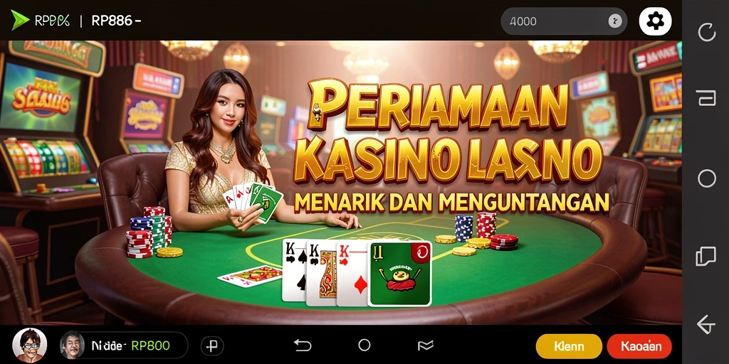 Screenshot menunjukkan gameplay mendebarkan dalam aplikasi Kasino RP886.