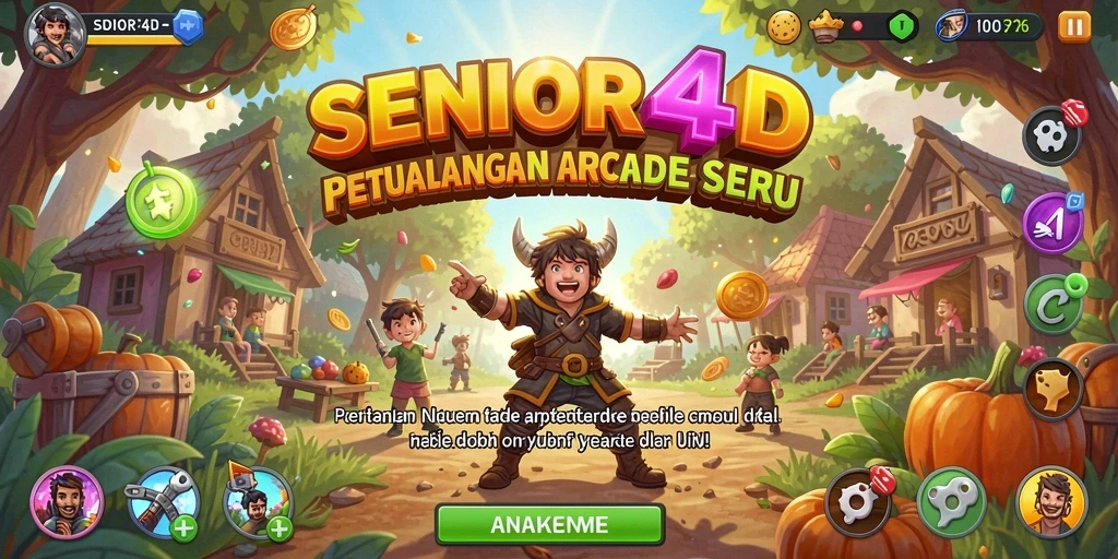 Screenshot SENIOR4D menampilkan aksi gameplay seru dalam level yang berwarna-warni.