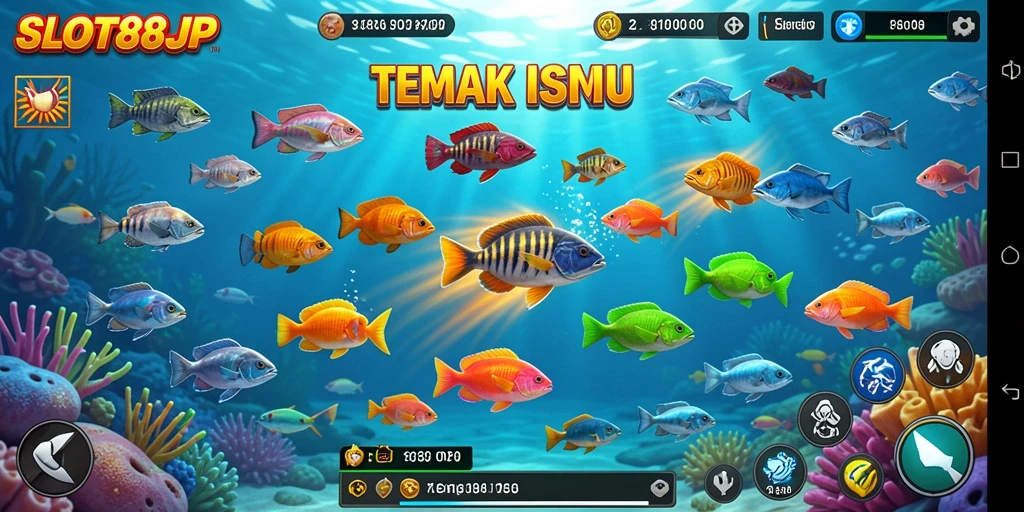 Tampilan gameplay seru di SLOT88JP saat menangkap ikan.