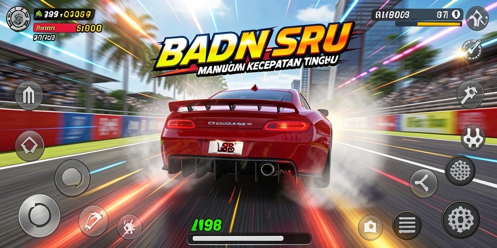 Tampilan gameplay balapan yang mendebarkan di V98.