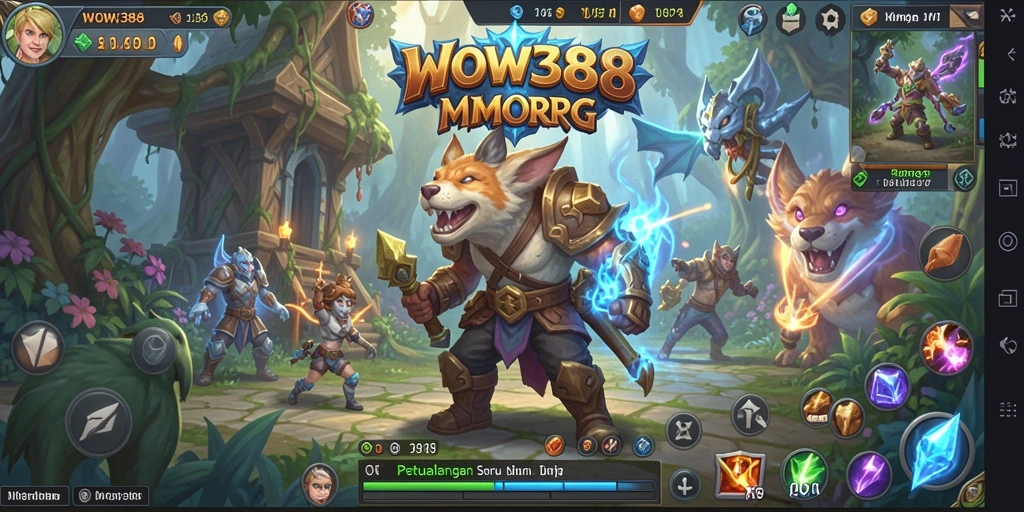 Screenshot gameplay WOW388 yang menampilkan pertarungan seru di dunia MMORPG.